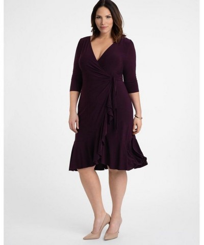 Women's Plus Size Whimsy Wrap Dress Plum $52.92 Dresses