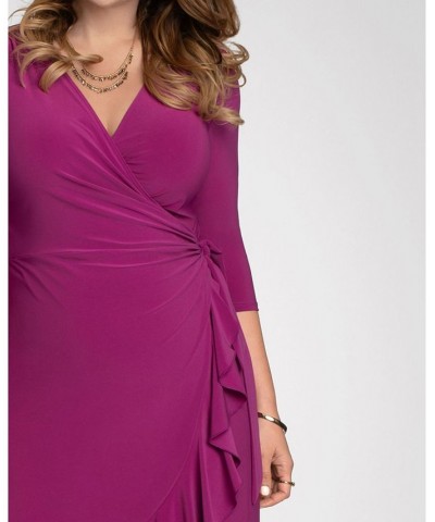 Women's Plus Size Whimsy Wrap Dress Plum $52.92 Dresses