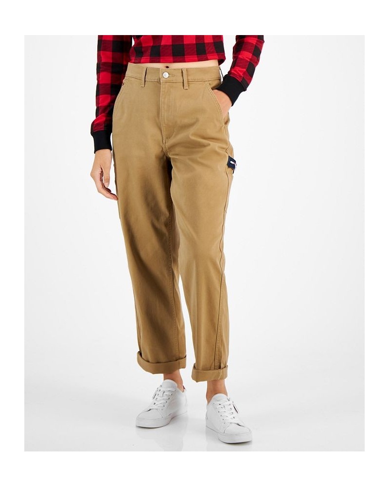 Women's Twill Rolled-Cuff Carpenter Pants Otter $37.48 Pants