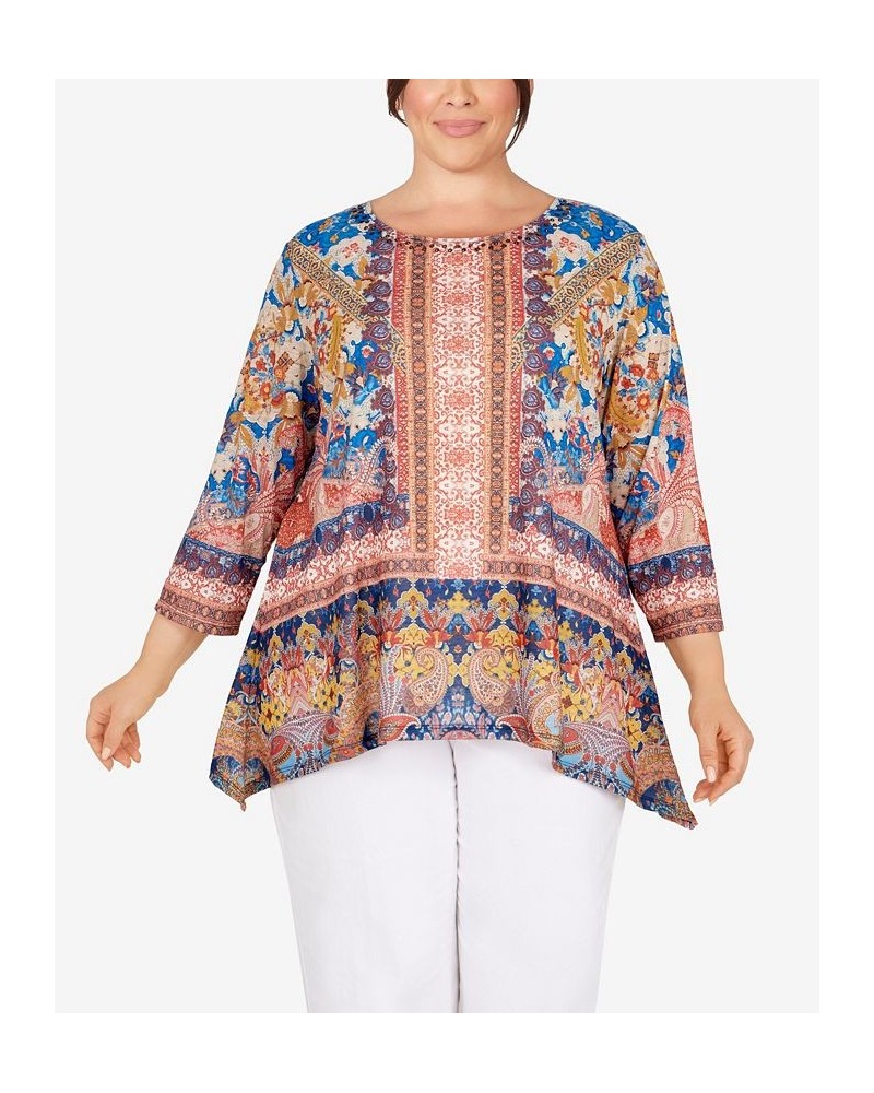 Plus Size Mirror Print Sublimation Top Lapis Multi $19.24 Tops