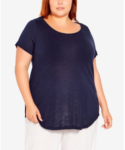 Plus Size Slub T-shirt Navy $21.07 Tops