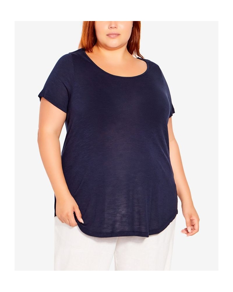 Plus Size Slub T-shirt Navy $21.07 Tops