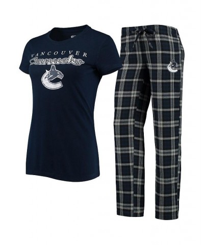 Women's Navy Gray Vancouver Canucks Lodge T-shirt and Pants Sleep Set Navy, Gray $29.14 Pajama
