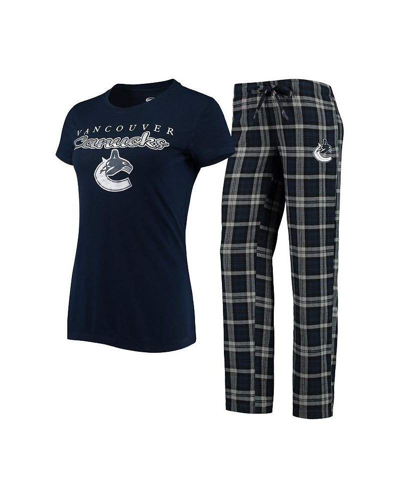 Women's Navy Gray Vancouver Canucks Lodge T-shirt and Pants Sleep Set Navy, Gray $29.14 Pajama