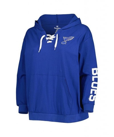 Women's Royal St. Louis Blues Plus Size Lace-Up Pullover Hoodie Royal $27.20 Sweatshirts