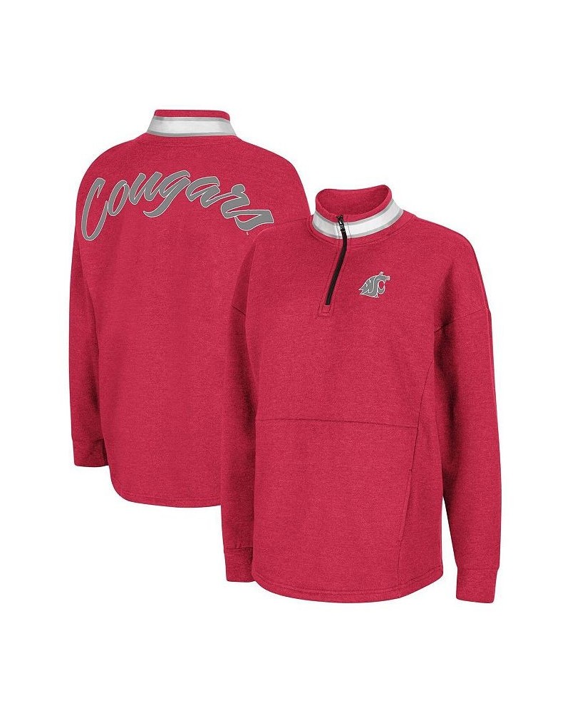 Women's Crimson Washington State Cougars Alice 2-Hit Fleece Quarter-Zip Jacket Crimson $35.09 Jackets