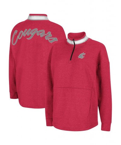 Women's Crimson Washington State Cougars Alice 2-Hit Fleece Quarter-Zip Jacket Crimson $35.09 Jackets