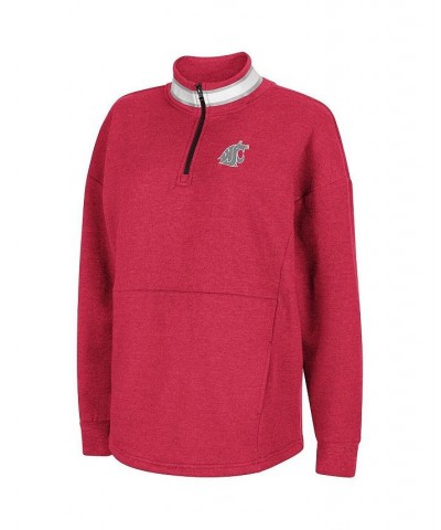 Women's Crimson Washington State Cougars Alice 2-Hit Fleece Quarter-Zip Jacket Crimson $35.09 Jackets