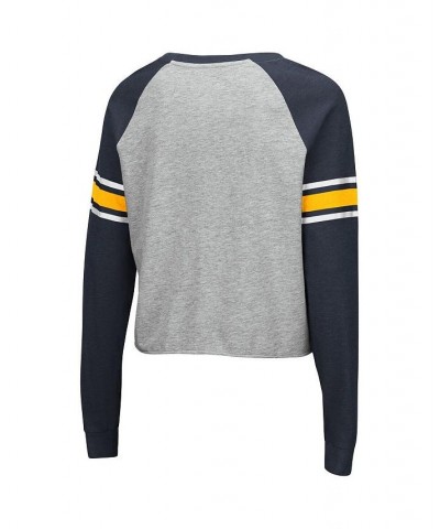 Women's Heathered Gray Navy West Virginia Mountaineers Decoder Pin Raglan Long Sleeve T-shirt Heathered Gray, Navy $21.50 Tops