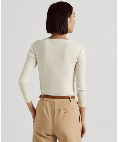 Women's Ring-Front Rib-Knit Top White $38.33 Tops