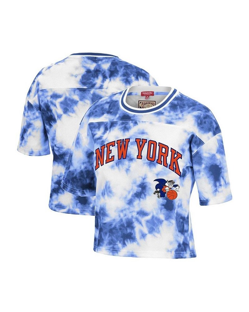 Women's Blue White New York Knicks Hardwood Classics Tie-Dye Cropped T-shirt Blue, White $40.79 Tops