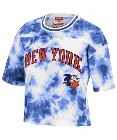 Women's Blue White New York Knicks Hardwood Classics Tie-Dye Cropped T-shirt Blue, White $40.79 Tops