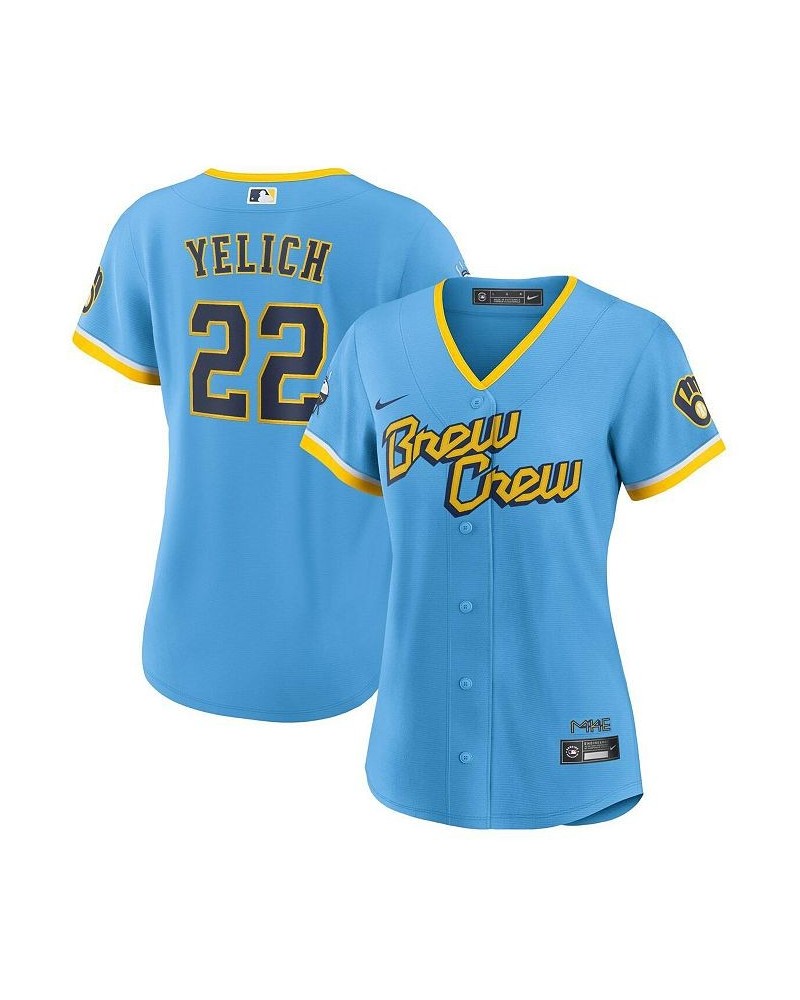 Women's Christian Yelich Powder Blue Milwaukee Brewers 2022 City Connect Replica Player Jersey Powder Blue $76.50 Jersey