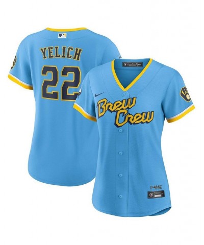 Women's Christian Yelich Powder Blue Milwaukee Brewers 2022 City Connect Replica Player Jersey Powder Blue $76.50 Jersey