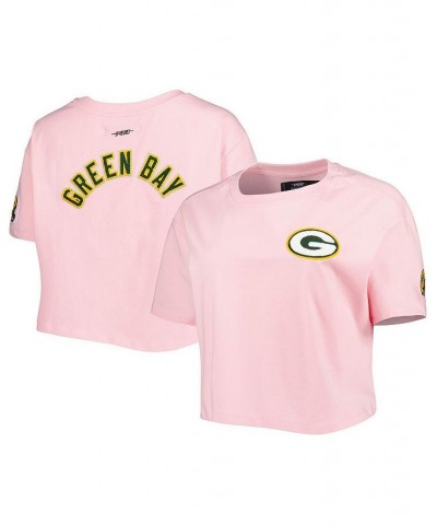 Women's Pink Green Bay Packers Cropped Boxy T-shirt Pink $21.00 Tops