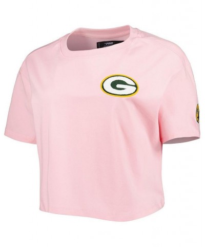 Women's Pink Green Bay Packers Cropped Boxy T-shirt Pink $21.00 Tops