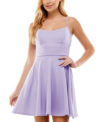 Juniors' Lace Back Fit & Flare Dress Medium Lilac $30.36 Dresses