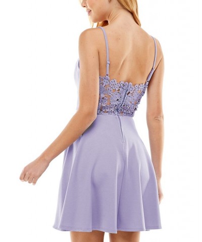 Juniors' Lace Back Fit & Flare Dress Medium Lilac $30.36 Dresses