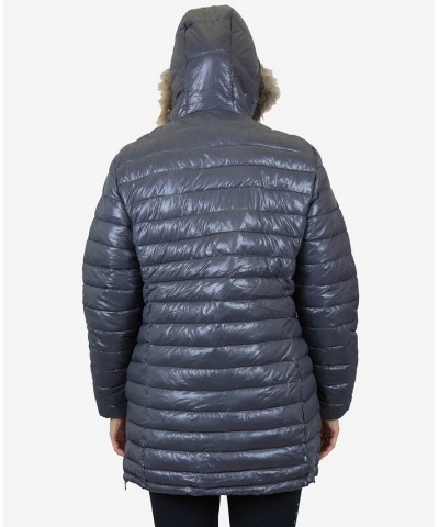 Women's Quilted Long Puffer Coat Gray $34.56 Coats