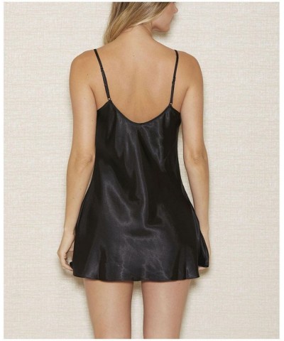 Ultra Soft Satin Lingerie Chemise with Adjustable Straps Black $23.97 Lingerie