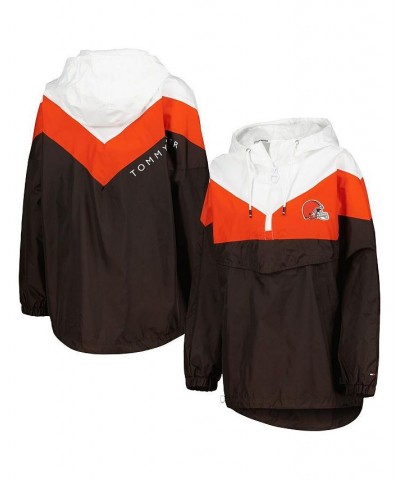 Women's White Orange Cleveland Browns Staci Half-Zip Hoodie Windbreaker Jacket White, Orange $53.20 Jackets