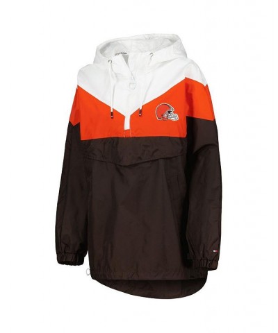 Women's White Orange Cleveland Browns Staci Half-Zip Hoodie Windbreaker Jacket White, Orange $53.20 Jackets