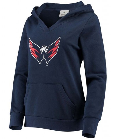 Plus Size Navy Washington Capitals Primary Team Logo Fleece V-Neck Pullover Hoodie Navy $31.85 Sweatshirts