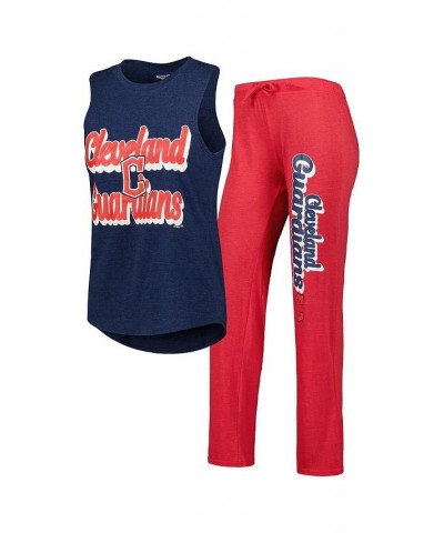 Women's Red Navy Cleveland Guardians Wordmark Meter Muscle Tank Top and Pants Sleep Set Red, Navy $32.12 Pajama