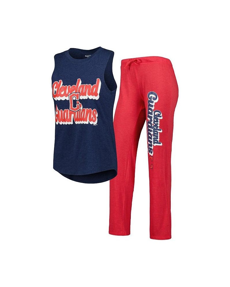 Women's Red Navy Cleveland Guardians Wordmark Meter Muscle Tank Top and Pants Sleep Set Red, Navy $32.12 Pajama