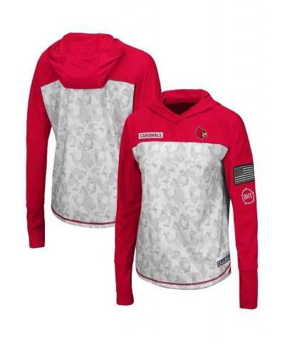 Womens Louisville Cardinals OHT Military-inspired Appreciation Mission Arctic Camo Hoodie Long Sleeve T-shirt Gray Red $26.40...