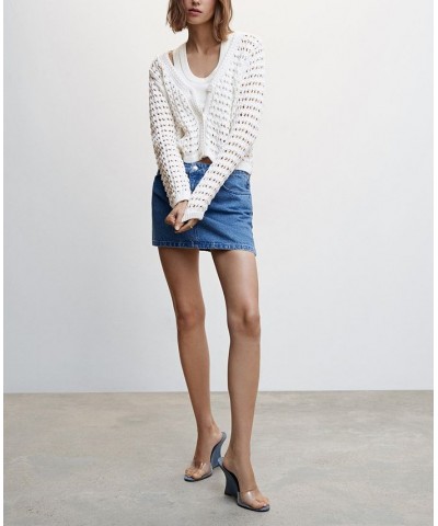 Women's Openwork Knit Cardigan Off White $44.10 Sweaters