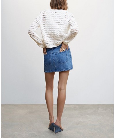 Women's Openwork Knit Cardigan Off White $44.10 Sweaters