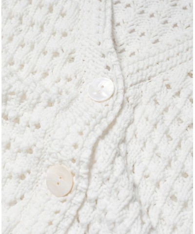 Women's Openwork Knit Cardigan Off White $44.10 Sweaters