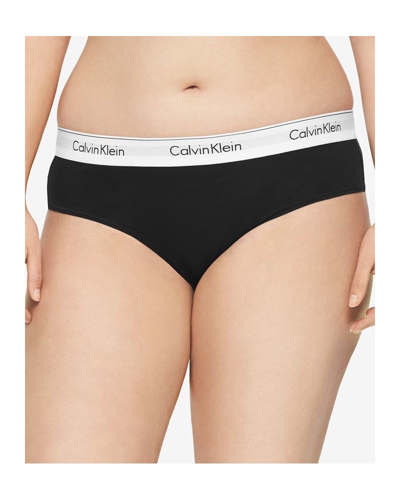 Plus Size Modern Cotton Logo Hipster Underwear QF5118 Black $14.64 Panty