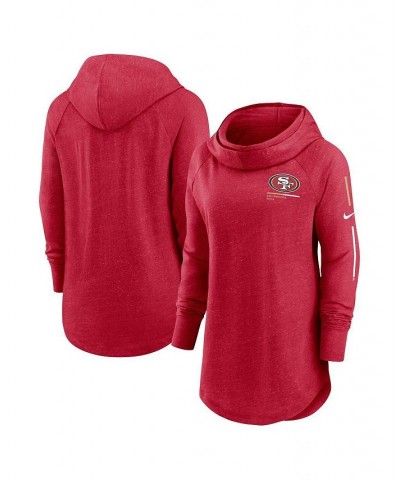 Women's Scarlet San Francisco 49ers Minimal Statement Raglan Funnel Neck Pullover Hoodie Red $36.00 Sweatshirts