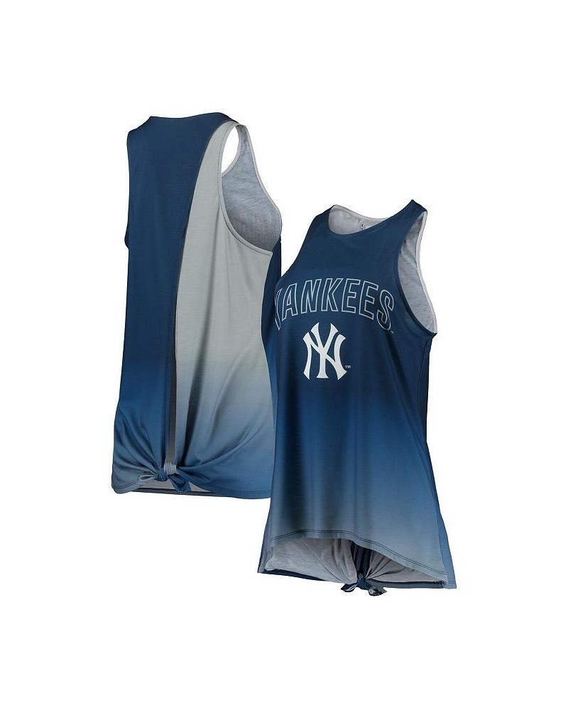 Women's Navy New York Yankees Gradient Tie-Back Racerback Tank Top Navy $28.99 Tops