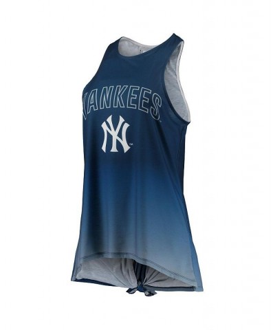 Women's Navy New York Yankees Gradient Tie-Back Racerback Tank Top Navy $28.99 Tops