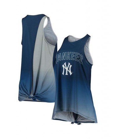 Women's Navy New York Yankees Gradient Tie-Back Racerback Tank Top Navy $28.99 Tops