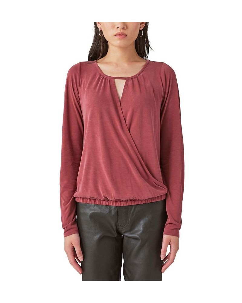 Women's Sandwash Faux-Wrap V-Neck Top Red $35.78 Tops