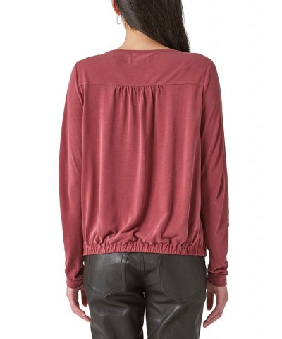 Women's Sandwash Faux-Wrap V-Neck Top Red $35.78 Tops