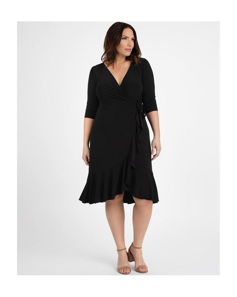 Women's Plus Size Whimsy Wrap Dress Black $52.92 Dresses