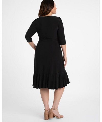 Women's Plus Size Whimsy Wrap Dress Black $52.92 Dresses