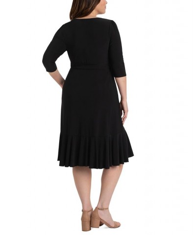 Women's Plus Size Whimsy Wrap Dress Black $52.92 Dresses