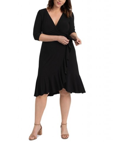 Women's Plus Size Whimsy Wrap Dress Black $52.92 Dresses