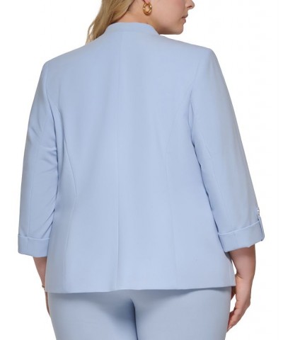 Plus Size Lux Open-Front 3/4-Sleeve Blazer Blue $74.73 Jackets