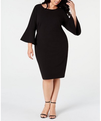 Plus Size Bell 3/4-Sleeve Sheath Dress Black $52.79 Dresses