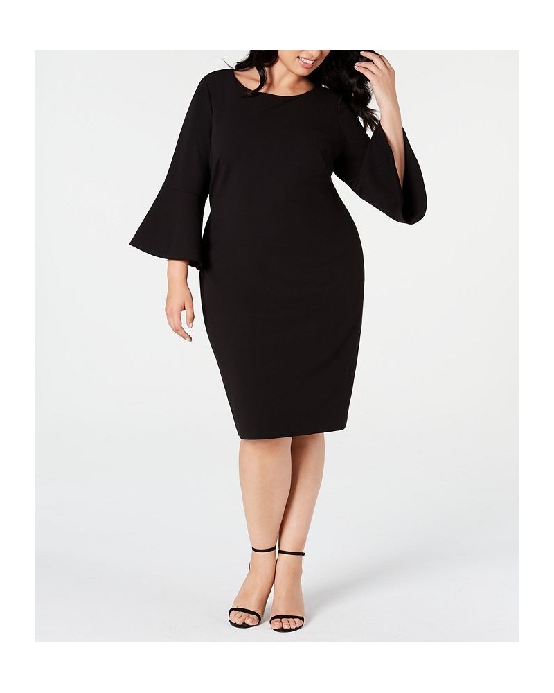 Plus Size Bell 3/4-Sleeve Sheath Dress Black $52.79 Dresses