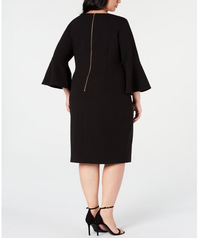 Plus Size Bell 3/4-Sleeve Sheath Dress Black $52.79 Dresses