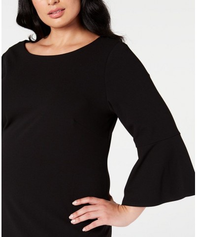 Plus Size Bell 3/4-Sleeve Sheath Dress Black $52.79 Dresses