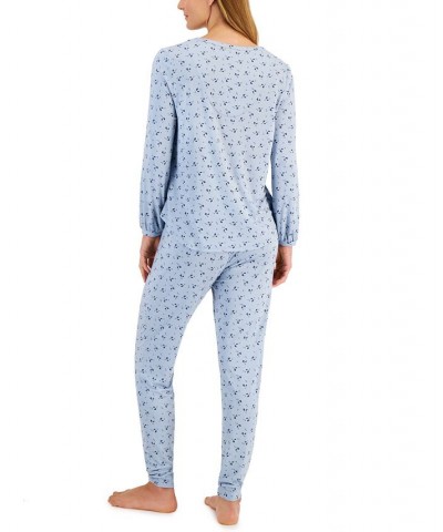 Women's Modern Essentials Long Sleeve Pajama Set Rain Dance Ditsy $16.90 Sleepwear